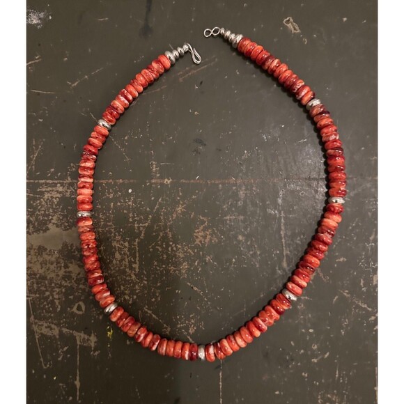 Unique Earth “One of a Kind” Red Spiny Oyster & Sterling Silver Necklace - Picture 2 of 5